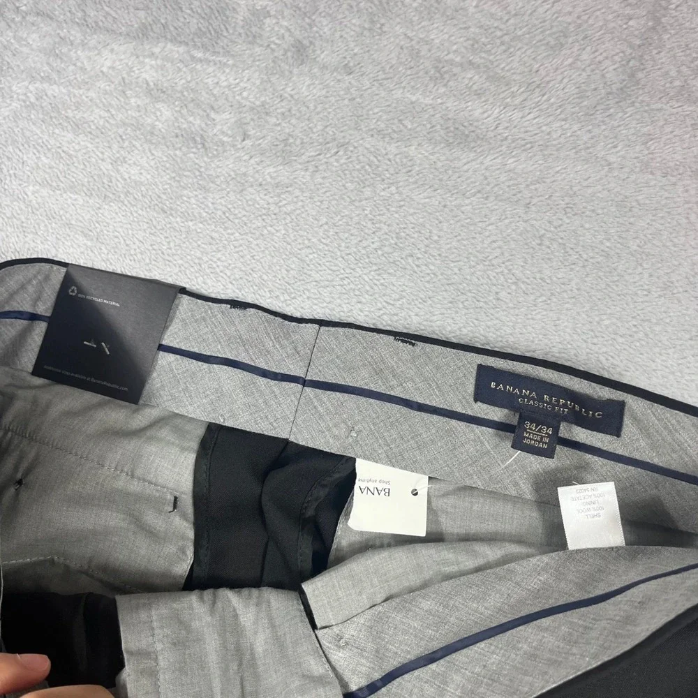 Banana Republic Mens Classic Fit Wool Dress Pants Black 34x34 NWT